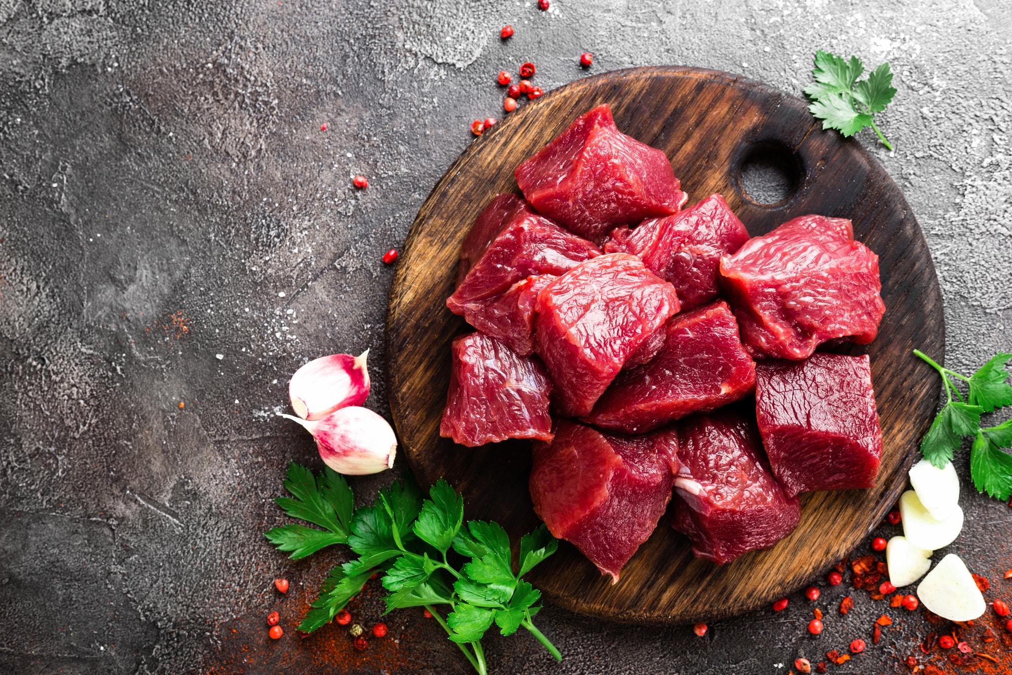 Raw beef meat. Fresh sliced beef sirloin
